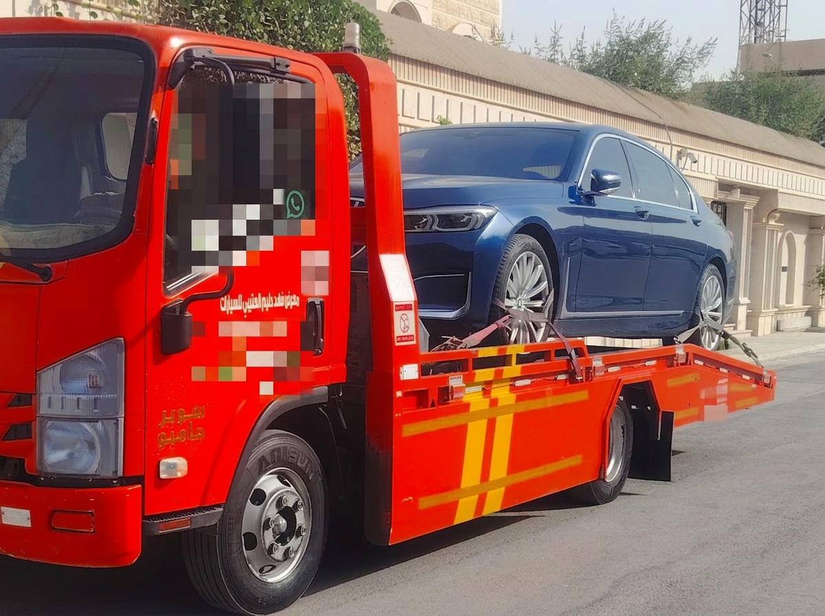 سطحة هيدروليك تنقل رولز رويس غوست زرقاء في عفيف